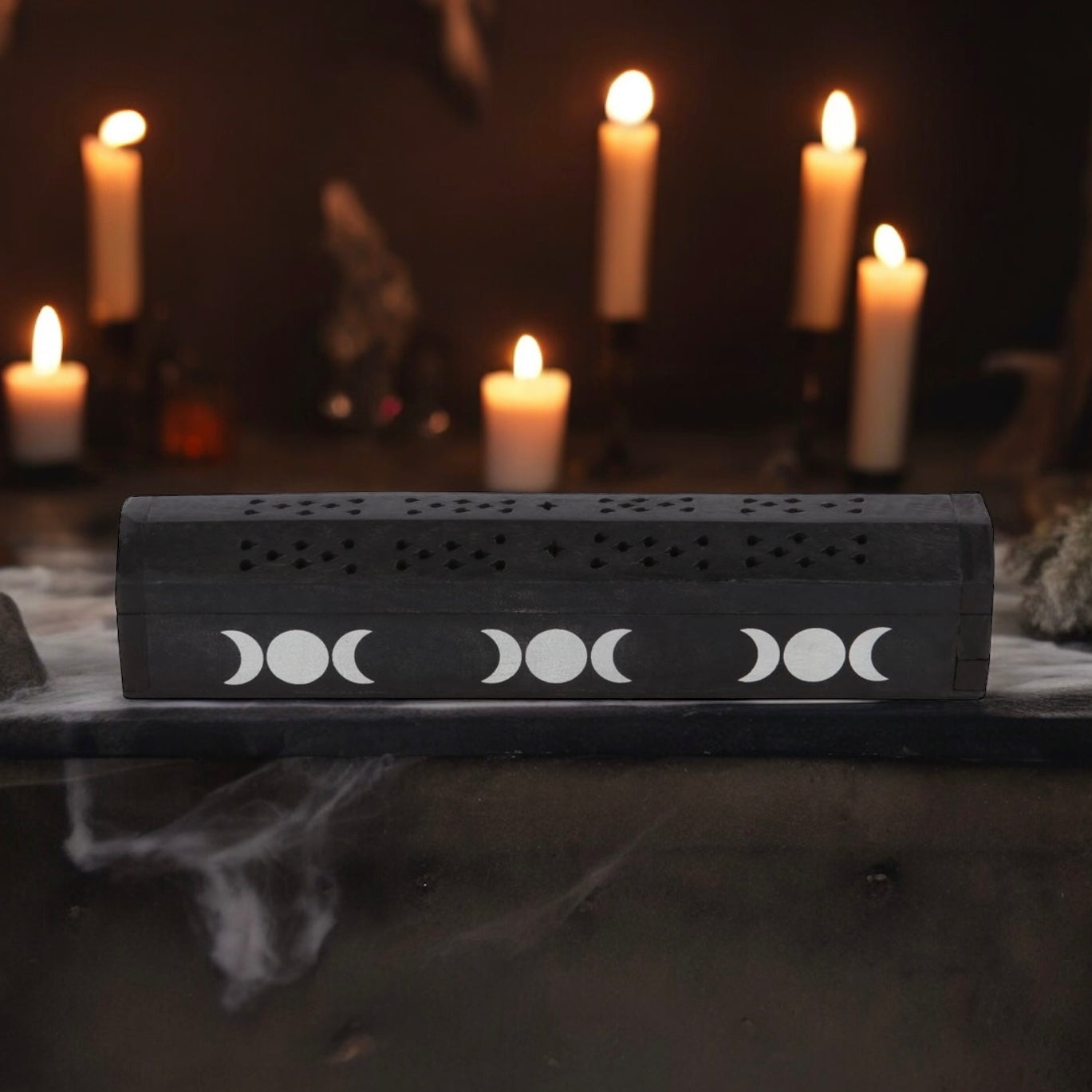 Triple Moon Wooden Sage Incense Box Set