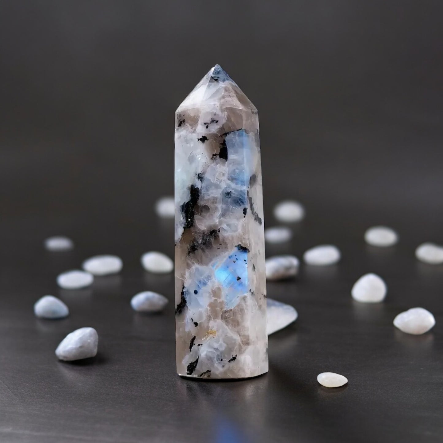 Natural Rainbow Moonstone Crystal Point