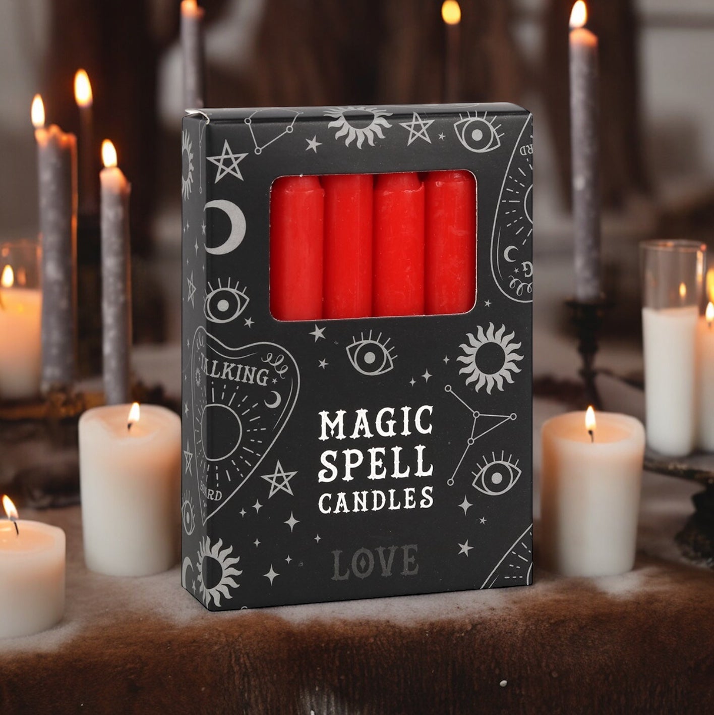 Pack of 12 Red 'LOVE' Spell Candles