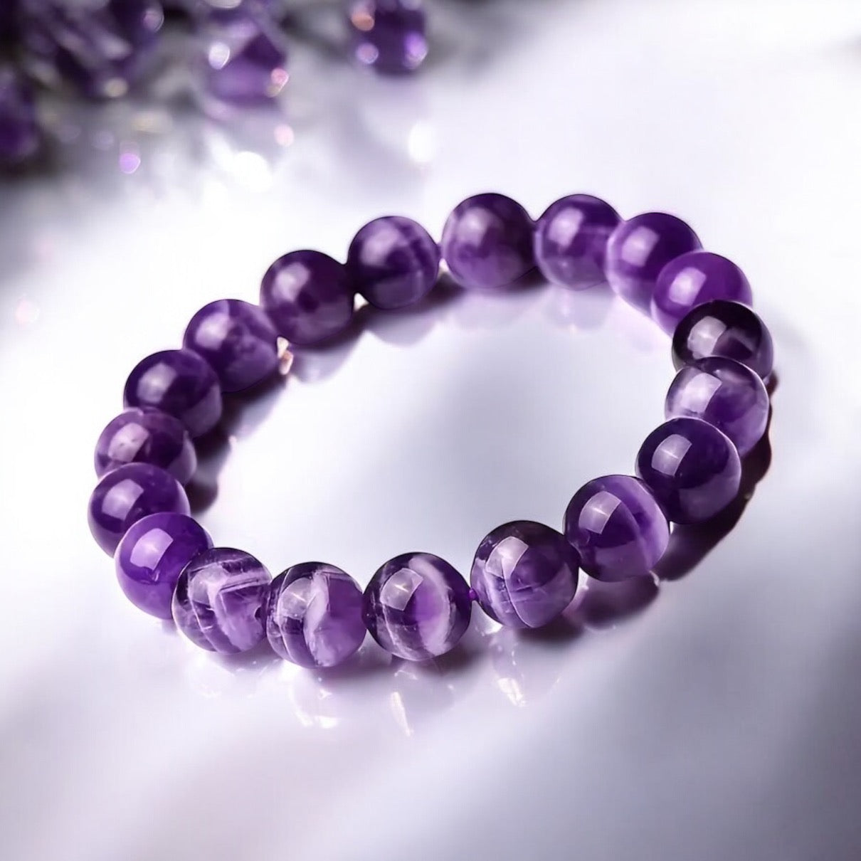 Natural Amethyst Beaded Gemstone Bracelet