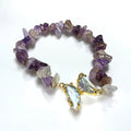 Natural Amethyst Butterfly Charm Bracelet