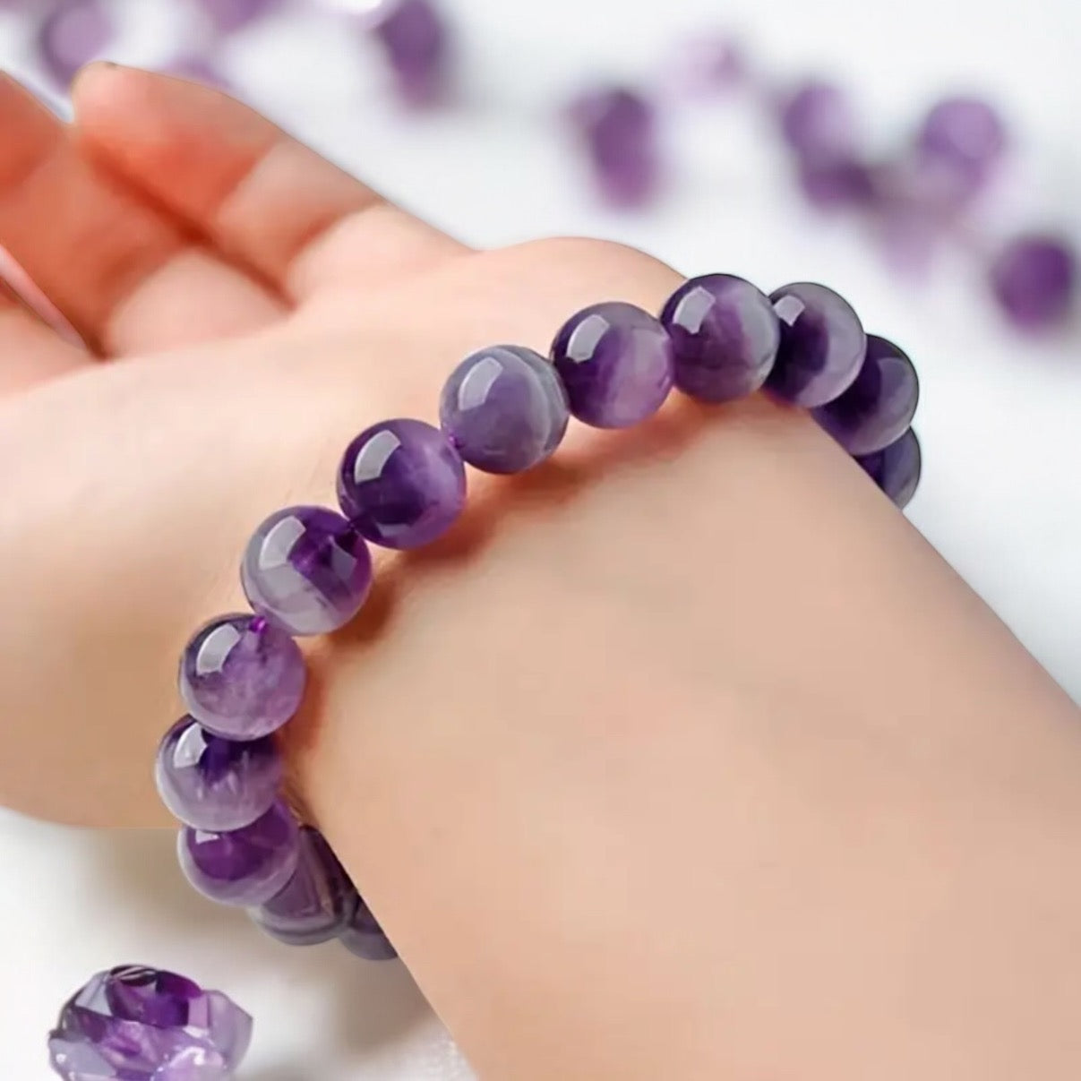 Natural Amethyst Beaded Gemstone Bracelet