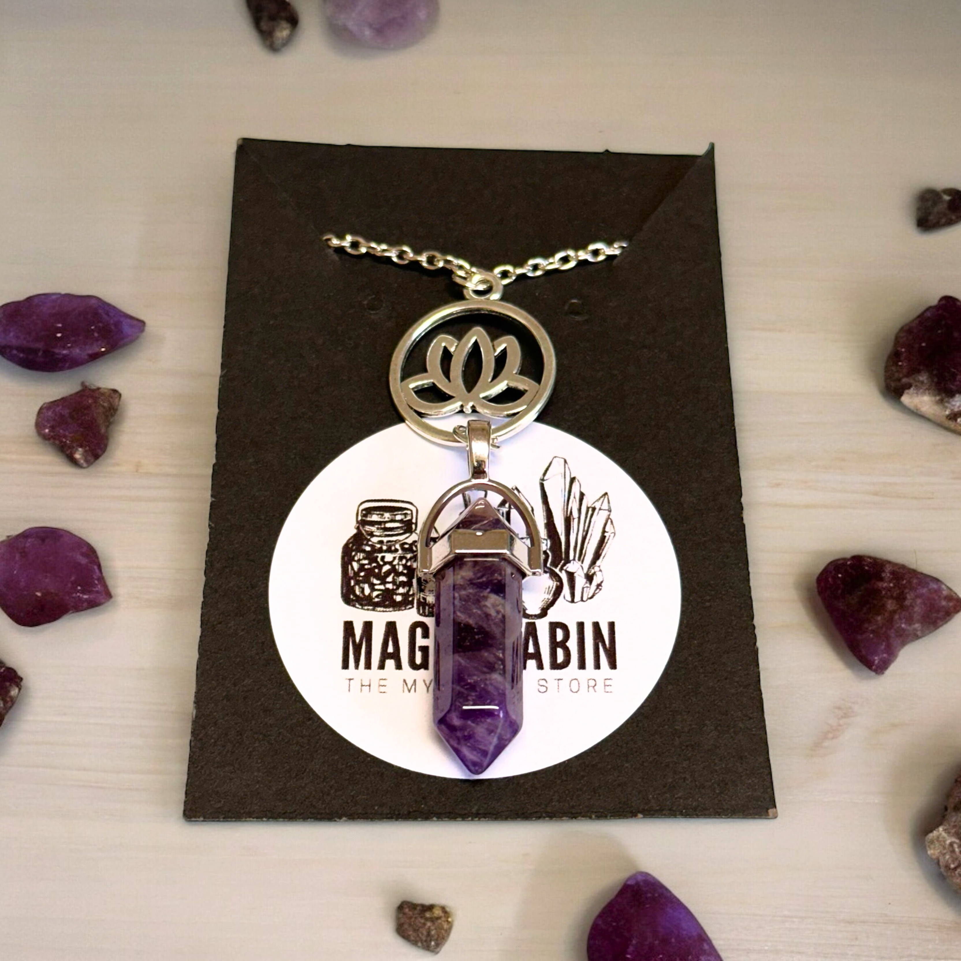 Natural Amethyst Gemstone Point Necklace