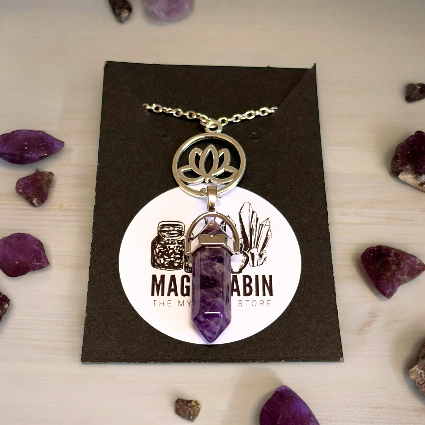 Natural Amethyst Gemstone Point Necklace