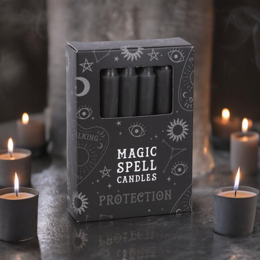 Set of 12 Black ‘PROTECTION' Spell Candles