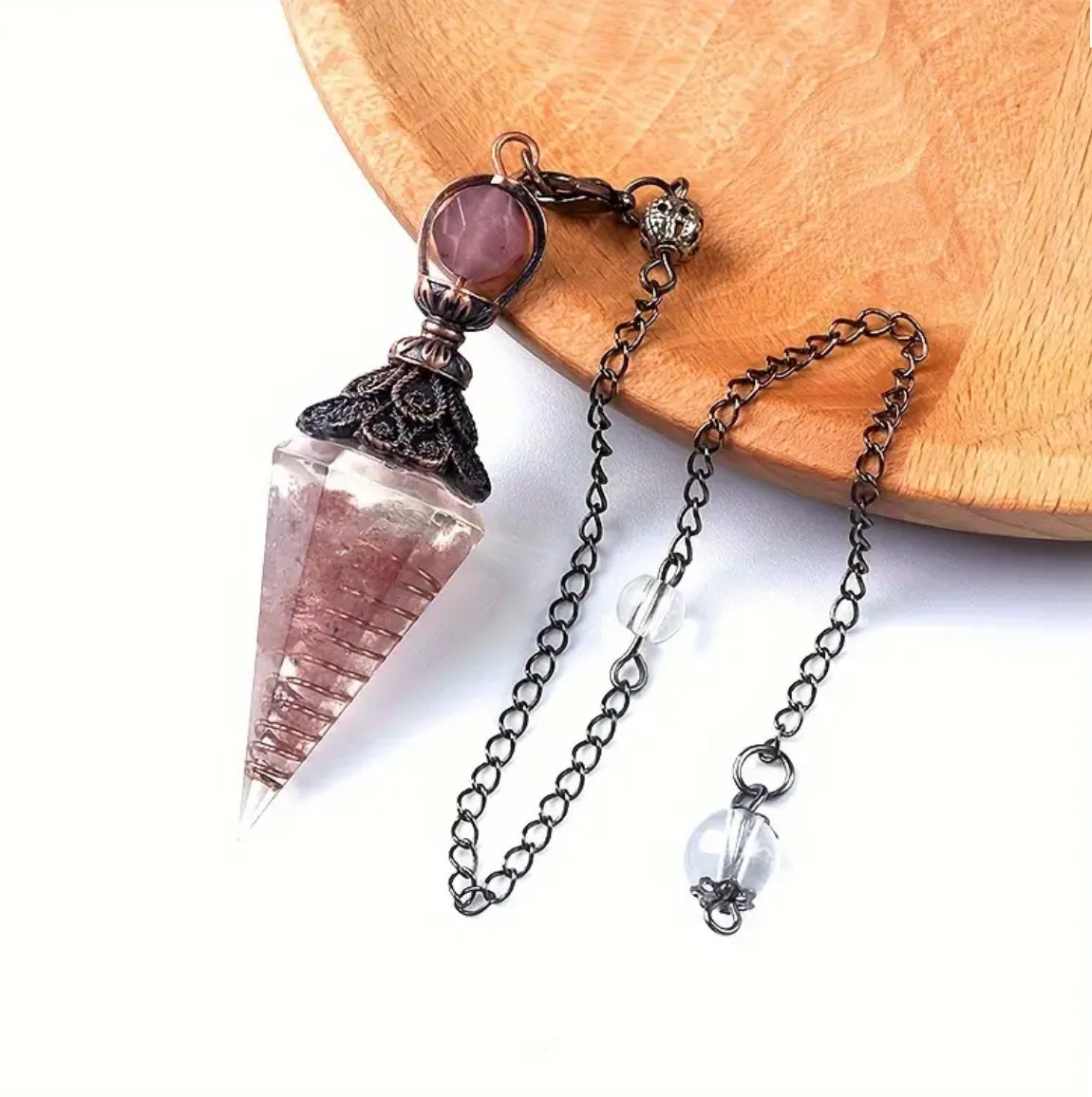 Rose Quartz Crystal Gemstone Pendulum